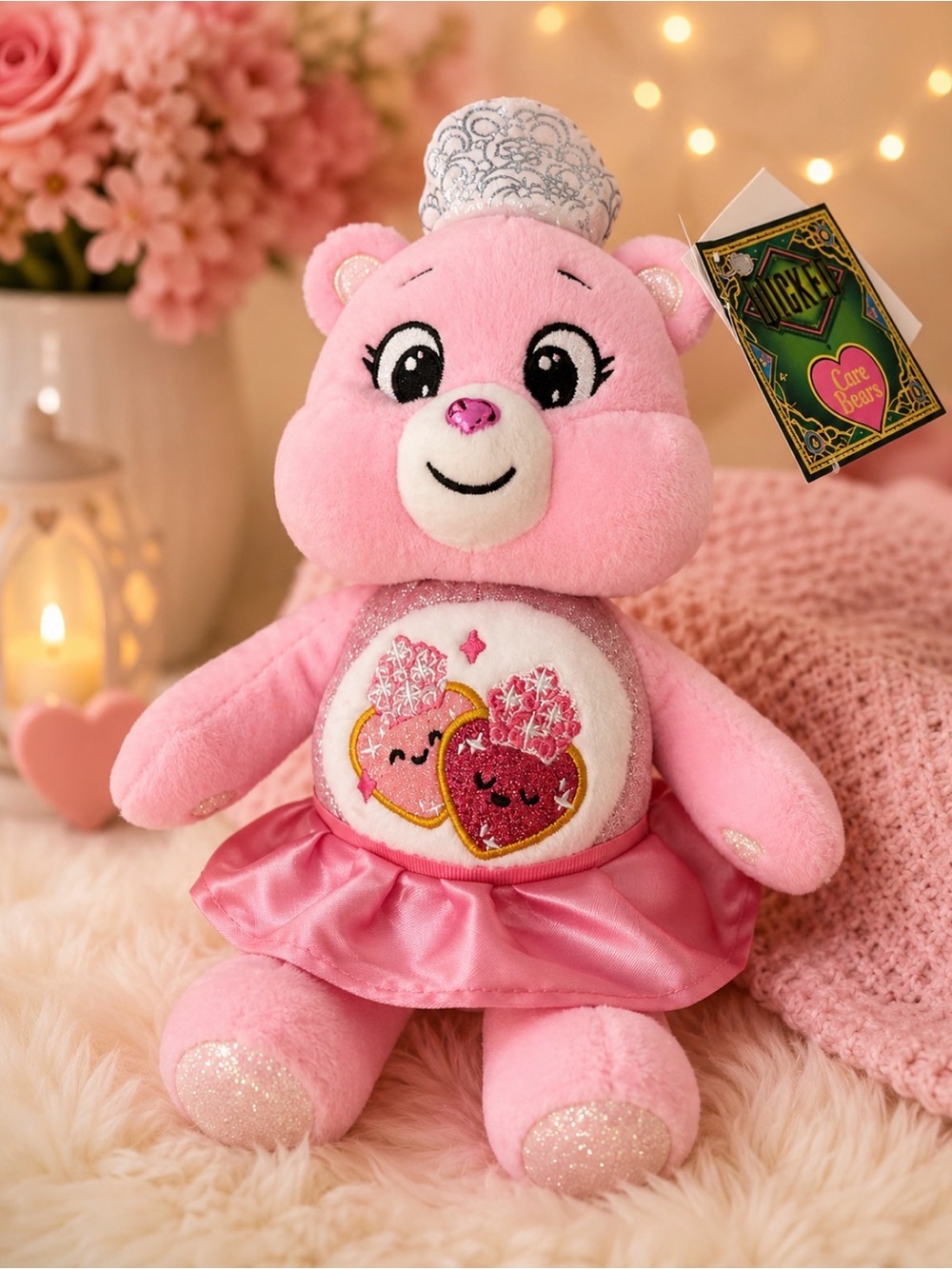 Wicked Care Bears Pink Princess Heart Tummy Plush with Satin Skirt
